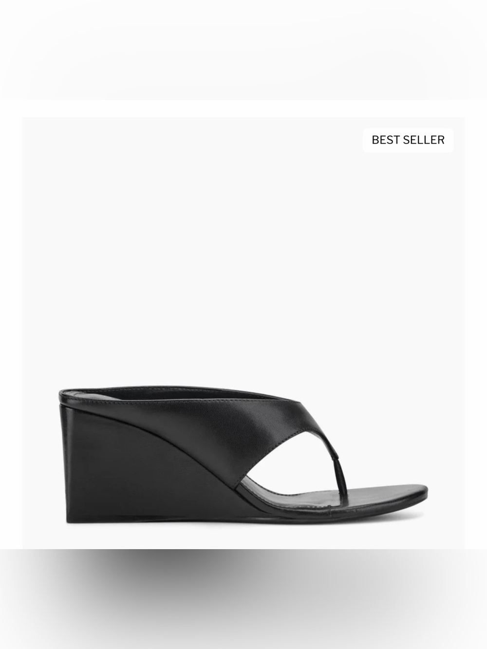 Marc Fisher Udena Black Leather Wedge Thong Sandal